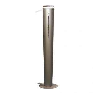 Dispenser/distribuitor vertical din inox pentru gel de maini dezinfectant, cu actionare la pedala, 320x320x1000 mm