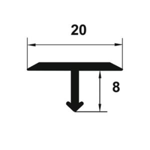 Profil T din aluminiu vopsit in camp electrostatic, 2700x20x8mm