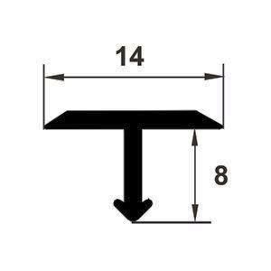 Profil T mediu din alama regala 2700x14x8mm